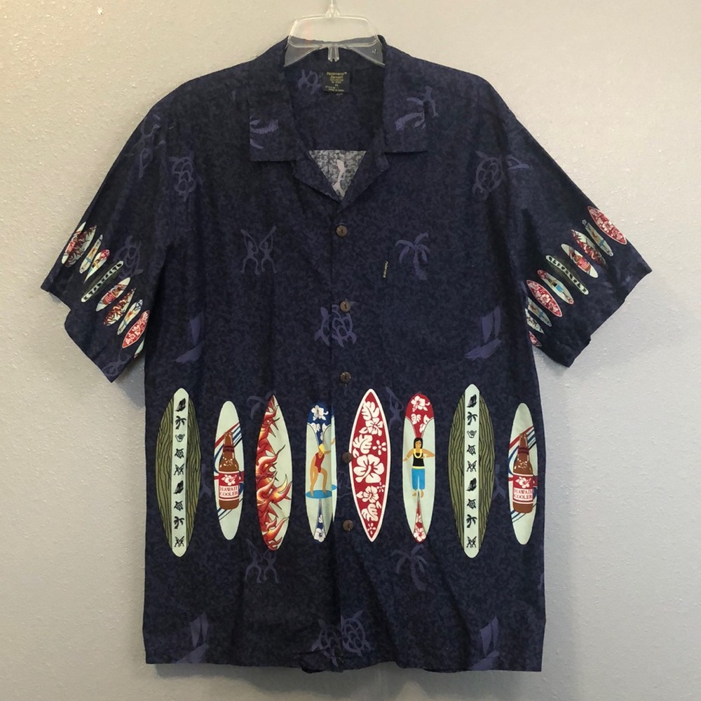 Palmwave Hawaii shirt Men's XL short sleeve surf board hawaiian button down EUC